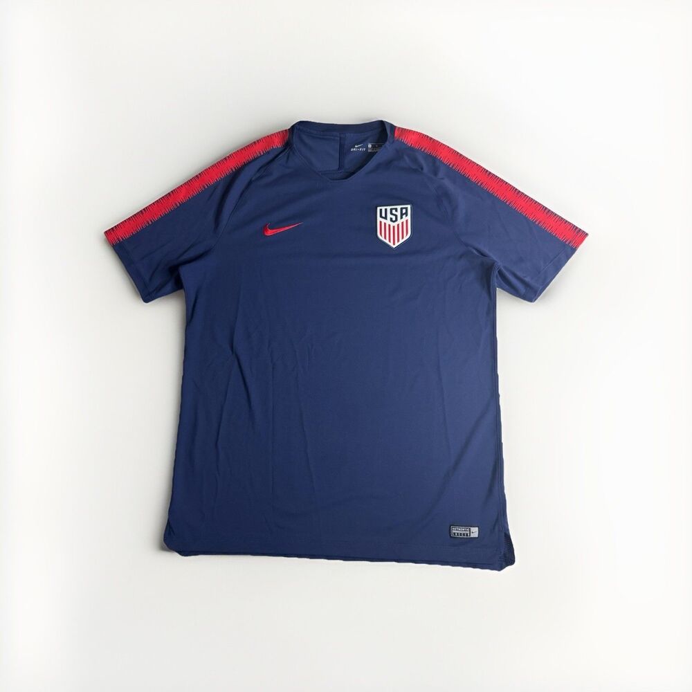 Nike USA Soccer Team Training Jersey Men’s XL Blue Dri Fit Authentic 2018 Rare